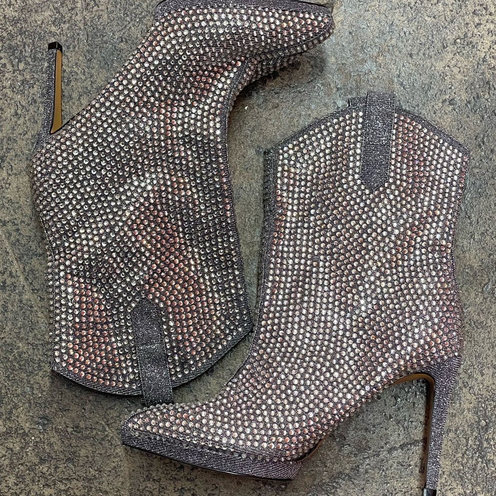 Silver rhinestone boot